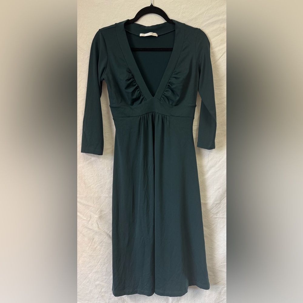 Susana Monaco 3/4 Sleeve Ruched V-
Neck Dress Green Size Large